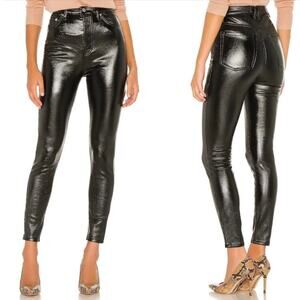 We The Free People Phoenix Coated Skinny Jeans Size 28 Button Fly Faux Leather